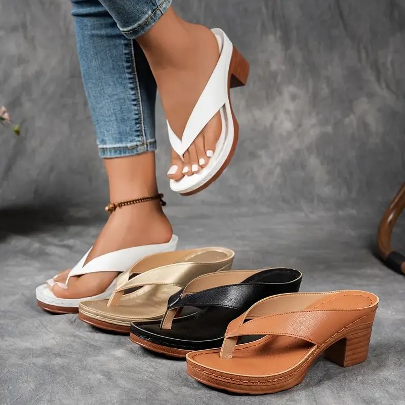 Best Seller-Last Day Sale 60% OFFWomen'S Solid Color Summer Chunky Heel Sandals ( Buy 2 Free Shipping ) - Image 4