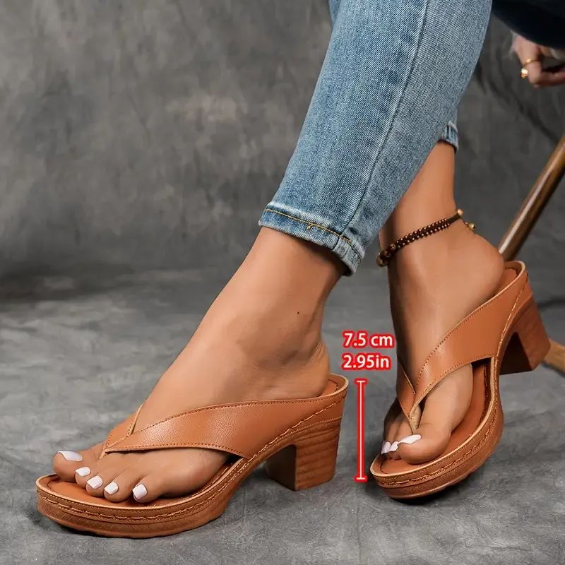 Best Seller-Last Day Sale 60% OFFWomen'S Solid Color Summer Chunky Heel Sandals ( Buy 2 Free Shipping ) - Image 6