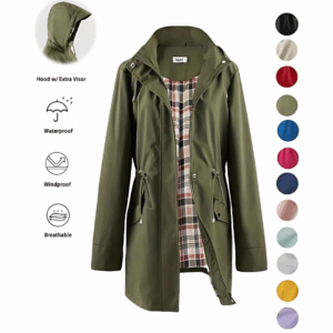 LAST DAY SALE 50 OFF Womens Long Hooded Rain Jacket Outdoor Raincoat Windbreaker
